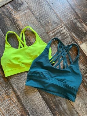To Lululemon Sports Bra - size 6 Neon Yellow & Teal